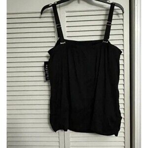 Swimsuits for All Tankini Top Women's 18  Black blousy loose fit NEW NWT